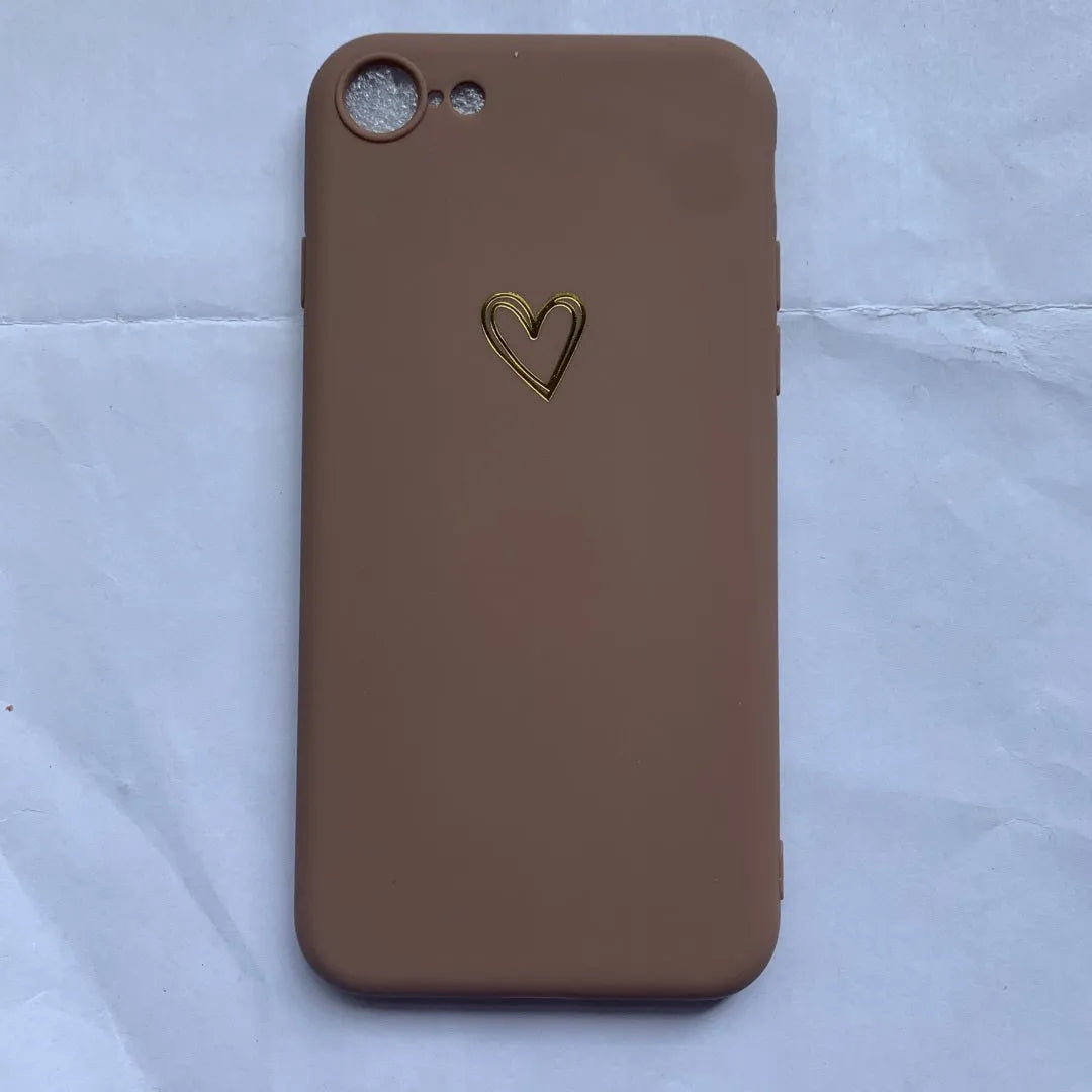 Simple hand-painted love design matte TPU iPhone case in cold wind colour with lanyard holes