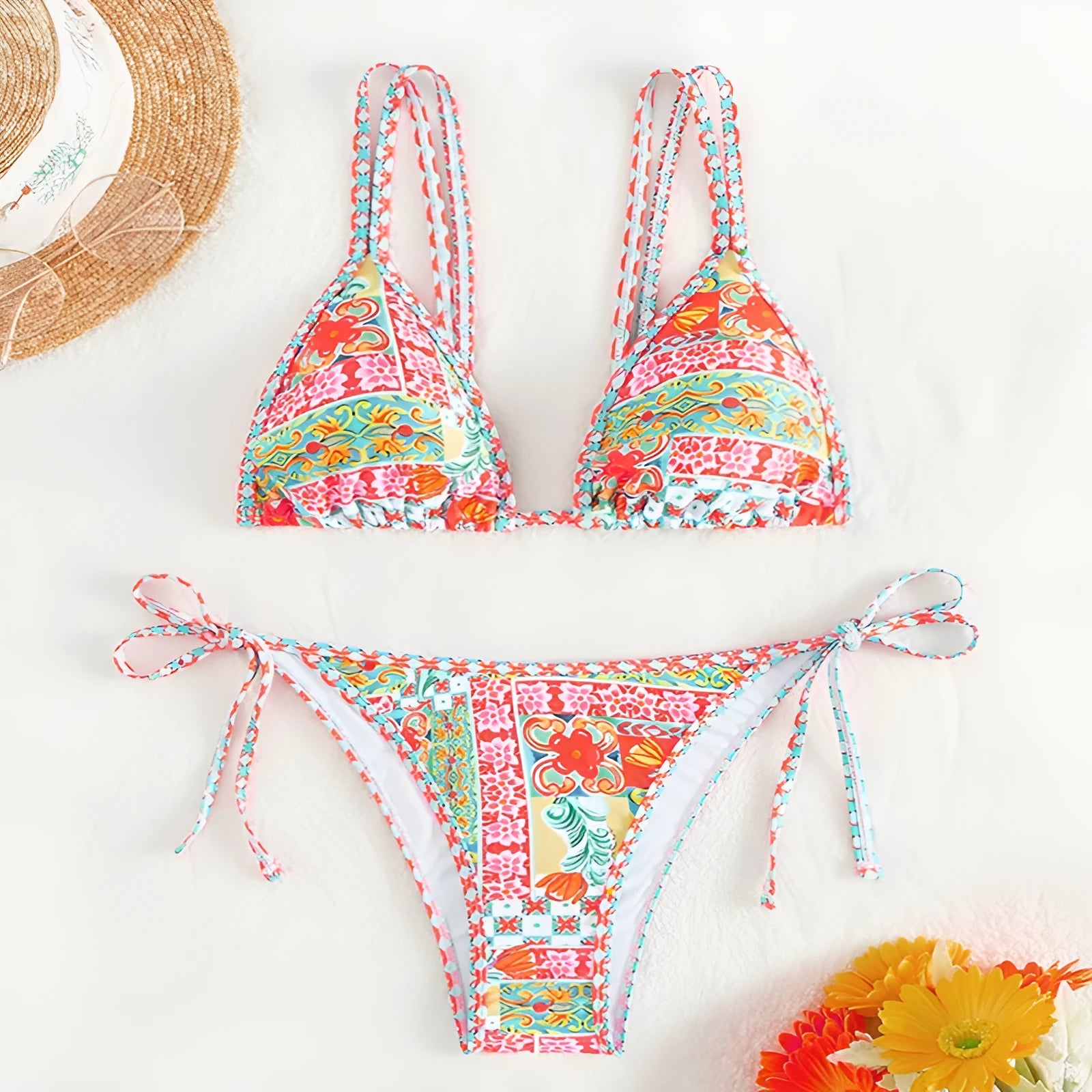 Women's backless lace-up swimsuit in polyester spandex fabric for swimming