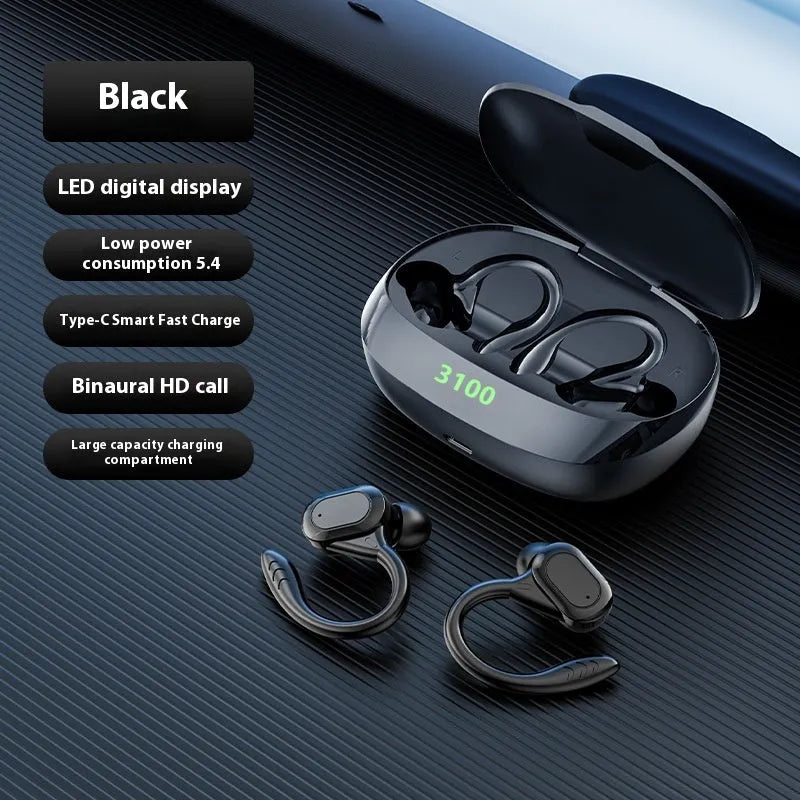 X M48PRO Bluetooth headset with digital display, Type-C port, in-ear sport style, black colour option