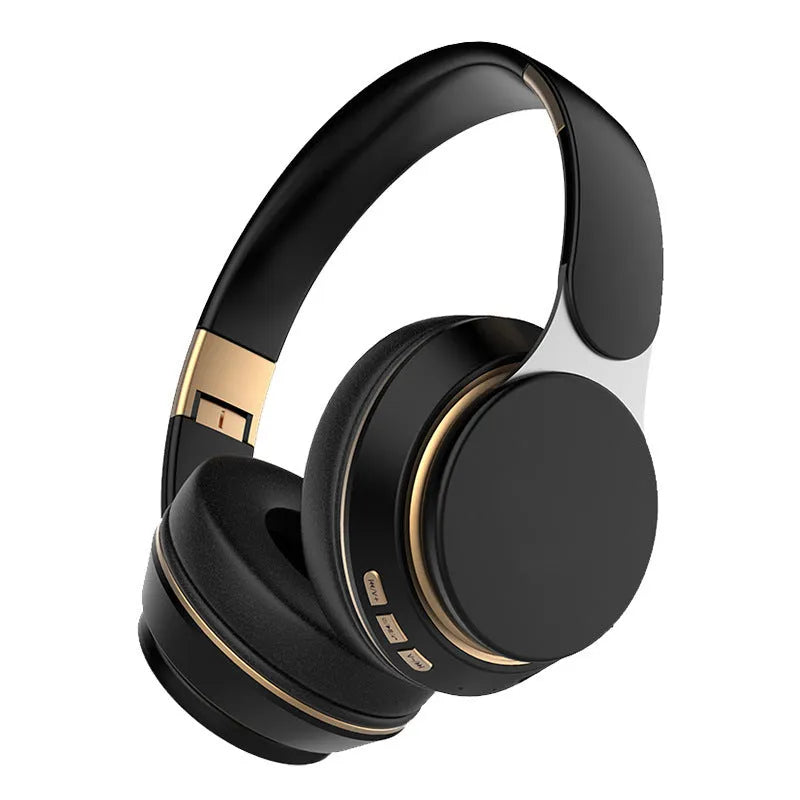 07S Bluetooth headset in Black, head-mounted with Bluetooth 5.0 and battery display, on a simple background