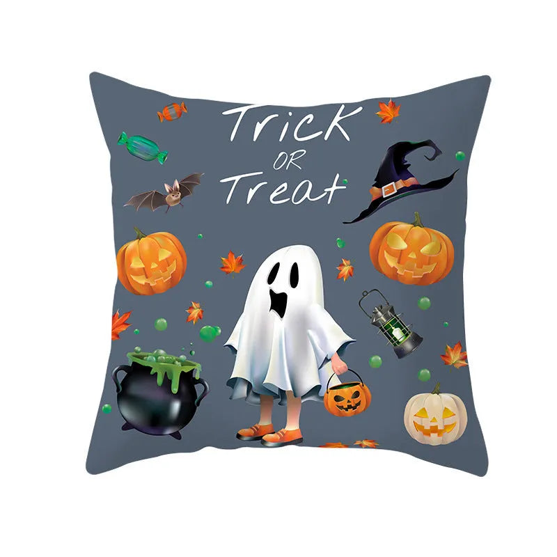 Halloween pillowcase 45x45cm in peach skin fabric with modern simple square design for living room cushion