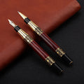 Imitation mahogany metal wood grain fountain pen with 0.5mm nib and black ink refill