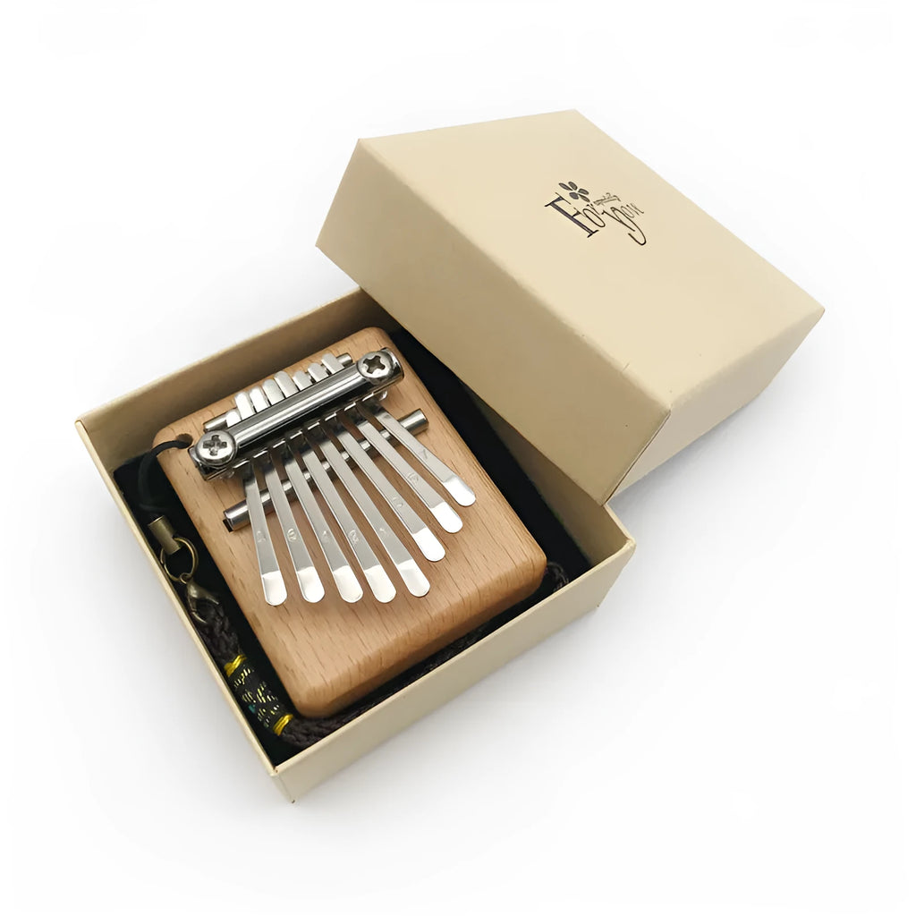 Sifang Mini 8-note thumb piano in photo colour, beech wood body, 7.5 cm square size
