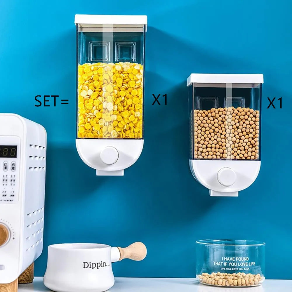 White transparent ABS plastic food storage container with easy-press lid for cereals and dry goods.