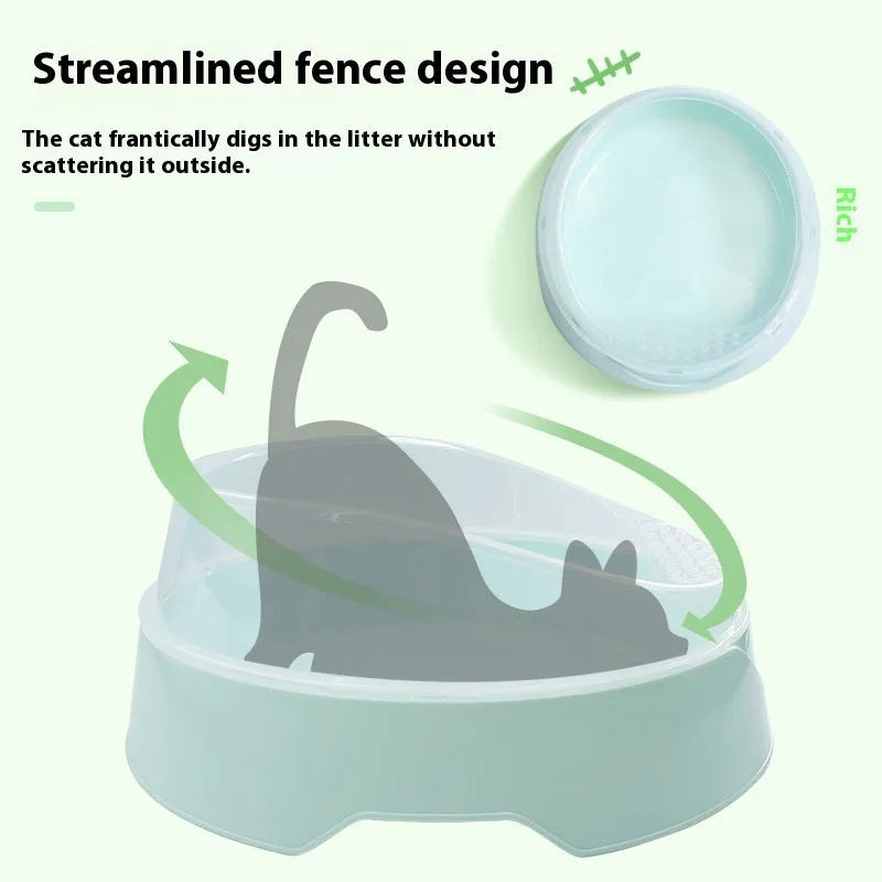 Round mint green cat litter box made from PP plastic with deodorant feature, shown next to a pink version.
