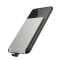 Sliver graphene battery power bank showing compact 140mm x 72mm x 4mm dimensions