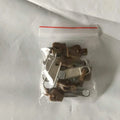 Pack of 12 reusable zipper head slider clips in assorted colours for repairing broken zippers.