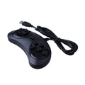 Black USB game controller with 1.8 metre wire and Sega-style button layout