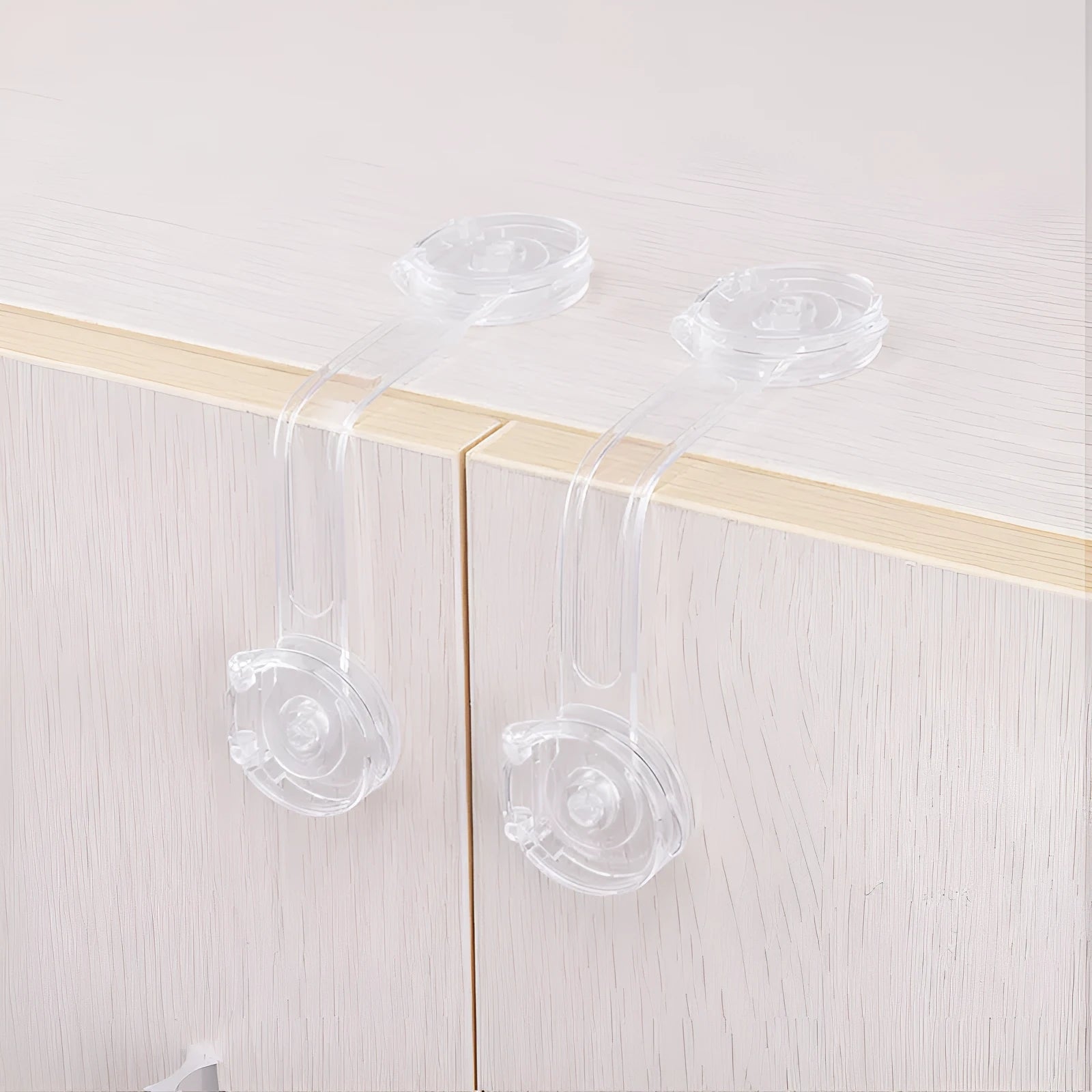 Transparent circular anti pinch child safety lock on a door handle