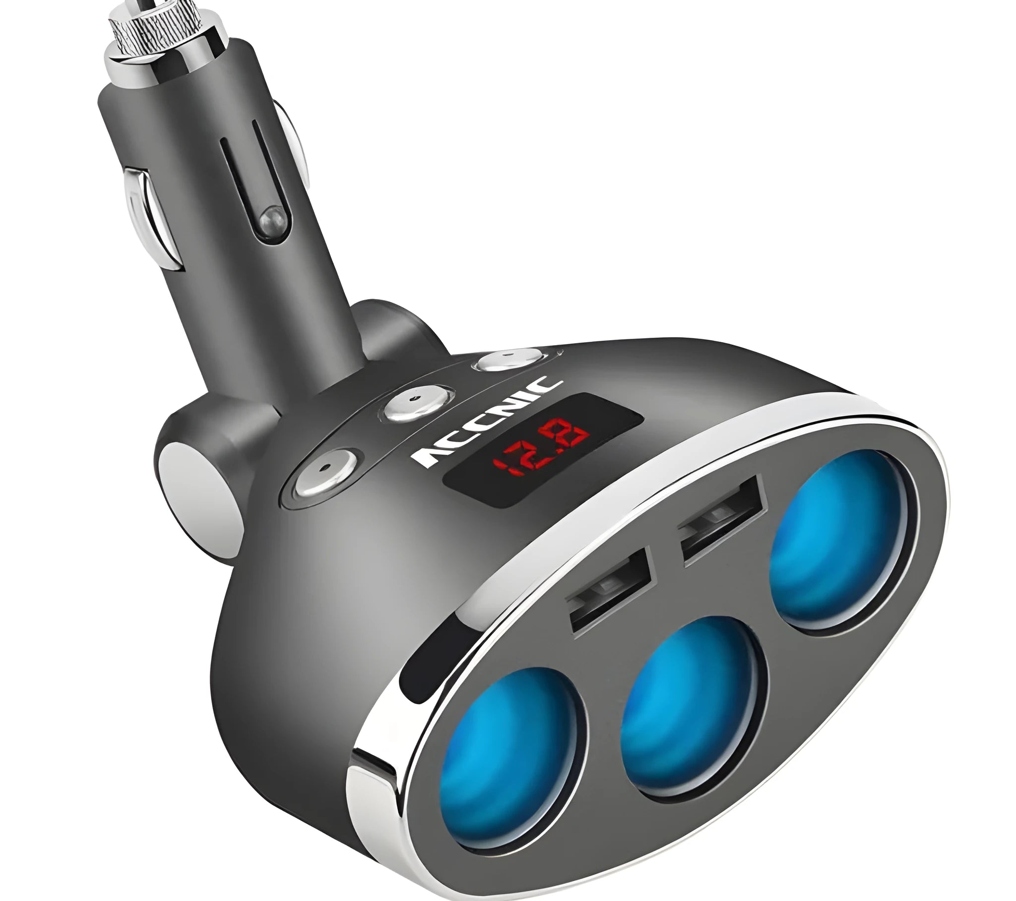 ACCNIC black round 2-port USB car charger for smartphones and small appliances