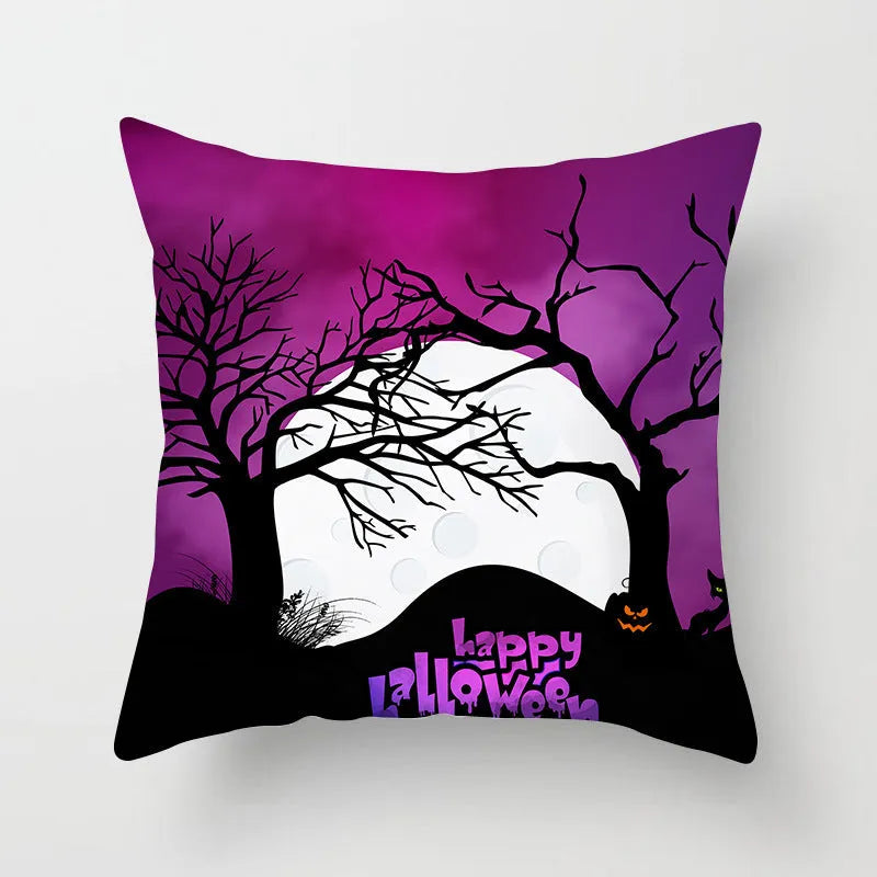 Halloween pillowcase 45x45cm in peach skin fabric with modern simple square design for living room cushion