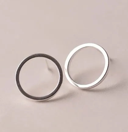 Minimalist geometric stud earrings 1cm diameter alloy black gold silver design for women
