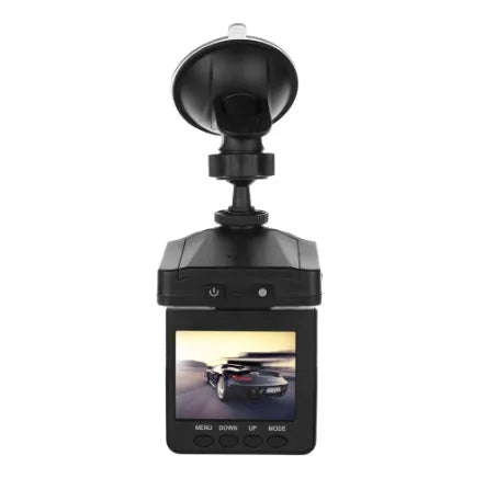 H198 black car dash camera with 2.4-inch screen mounted on a windscreen, showing aircraft nose design.