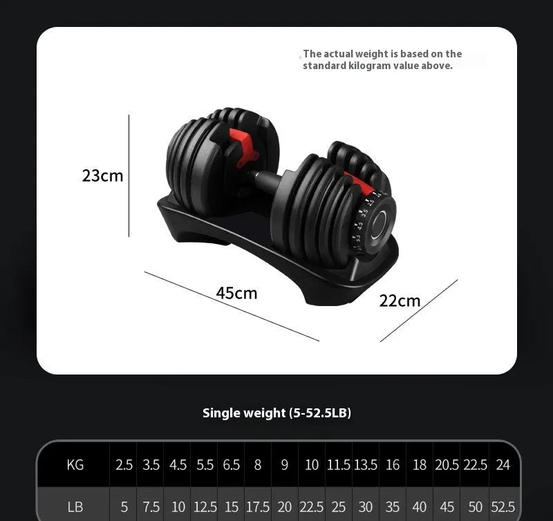 Adjustable 15 gear men's dumbbell set with steel plate and plastic construction for home fitness