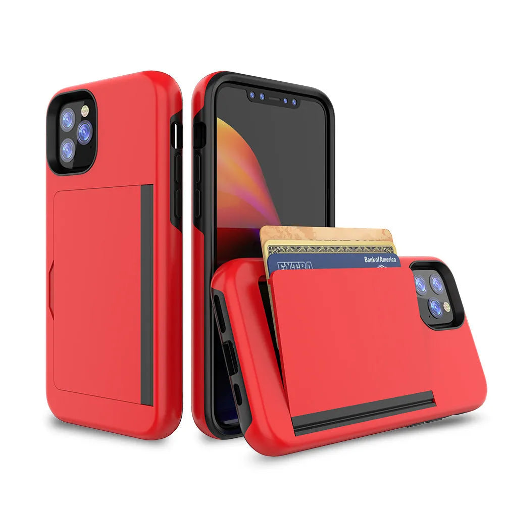 Simple solid-colour TPU and PC back cover case for iPhone 11, 11 Pro, and Pro Max in six colour options.