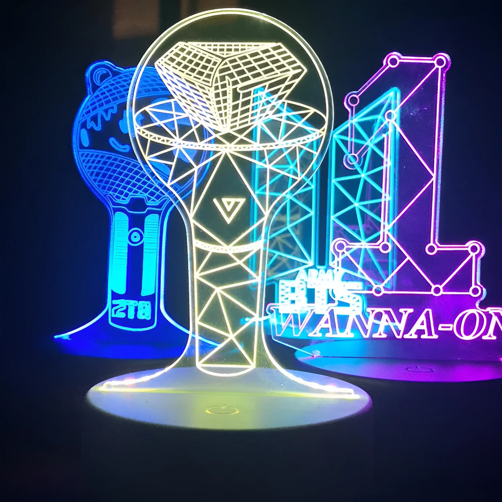 Acrylic transparent display stand holding BTS Light 101 Tower Gem building lamp