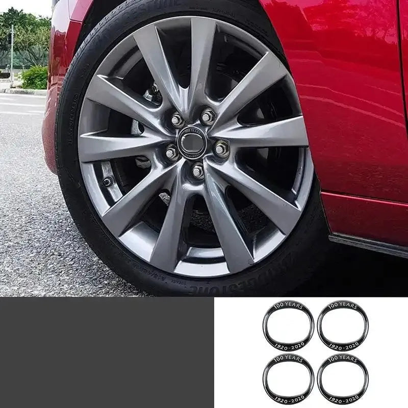 Aluminium alloy 100th anniversary car modification sticker for Mazda in red or black colour