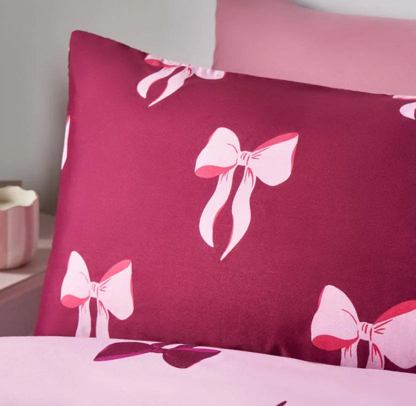 Bow pattern digital print bedding set with bowknot design on chemical fibre duvet cover and pillowcases