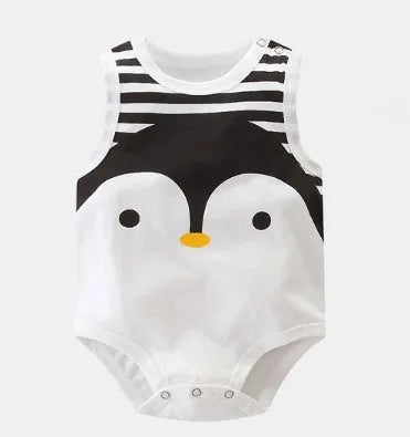 Newborn baby vest romper made from cotton in animal print designs