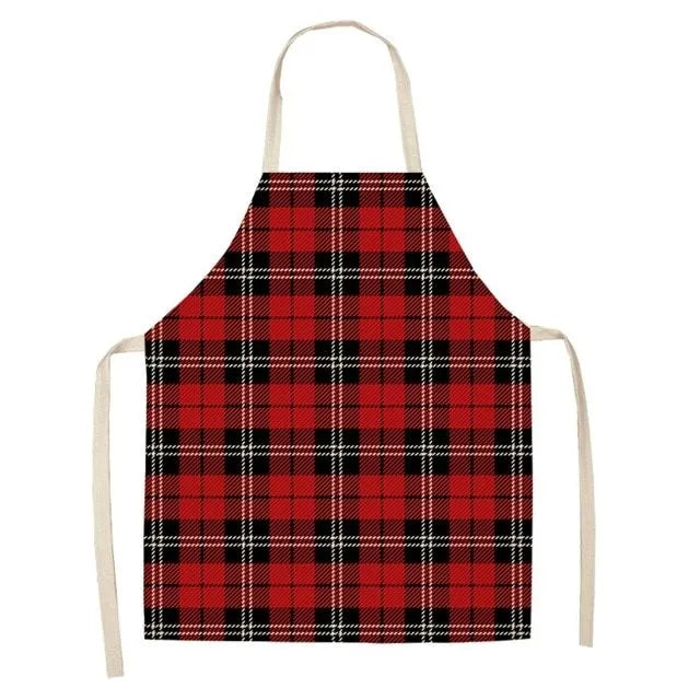 Cotton linen Christmas apron with creative festive pattern in 68x55 cm size