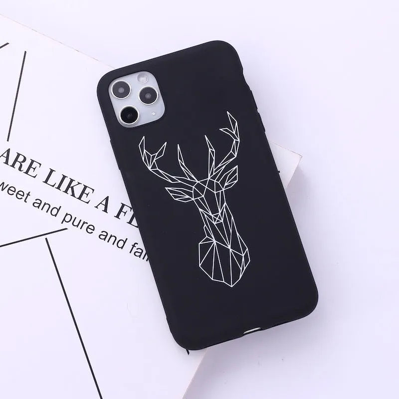 Animal line graffiti art design on a slim black TPU iPhone back cover case.