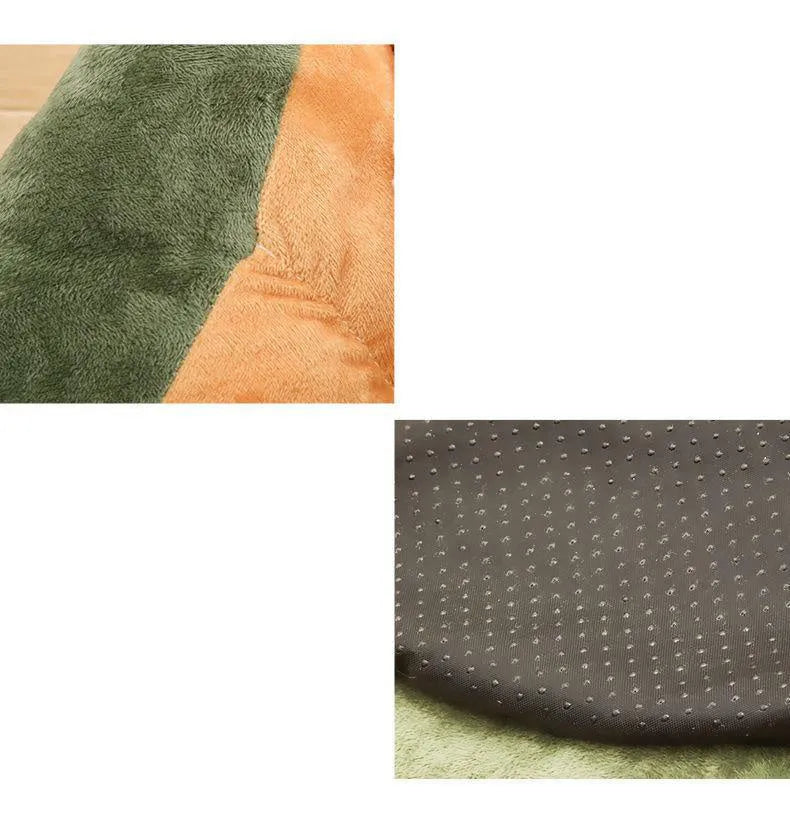 Soft cotton plush cat and dog bed in coffee colour, shown in medium size.