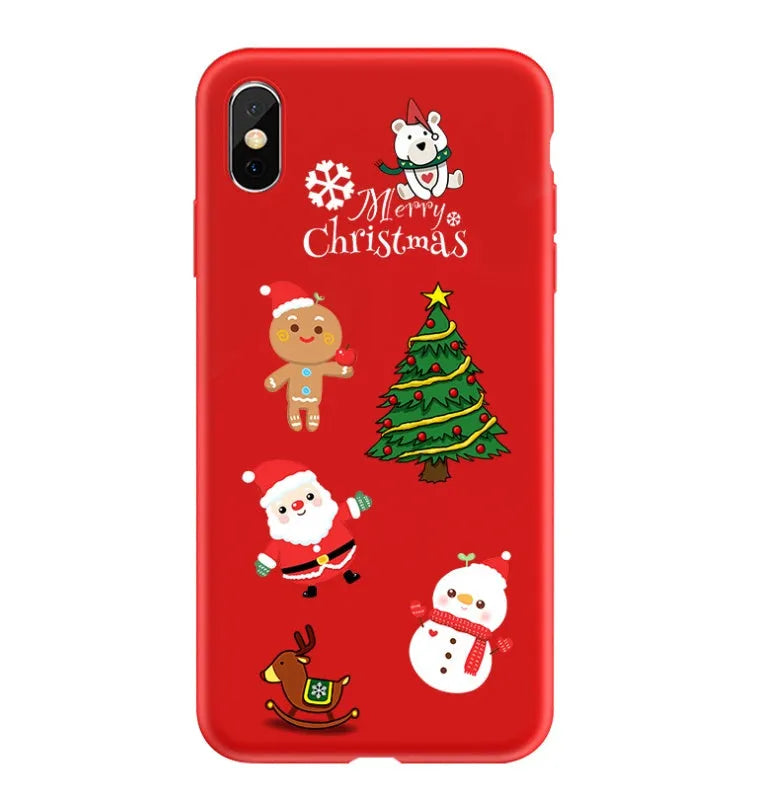 Christmas-themed painted back cover case for iPhone models 6 through XS Max.