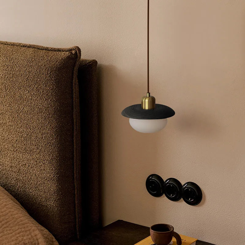Remote control three-colour dimmable LED log chandelier ceiling light black walnut finish