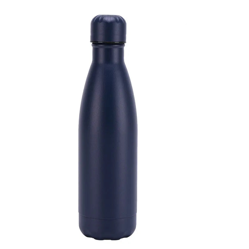 Insulated stainless steel water bottle mug with rubber painted surface and vacuum flask design in multiple colours