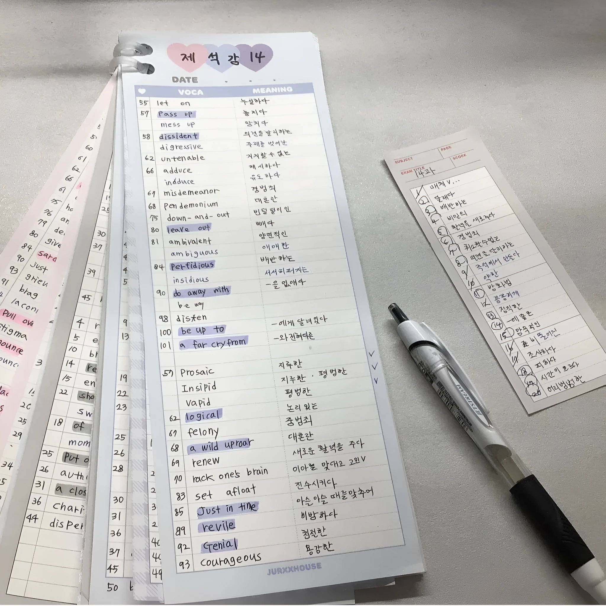 B5 half-size notepad with English word printing, available in blue, pink, or purple cover colours