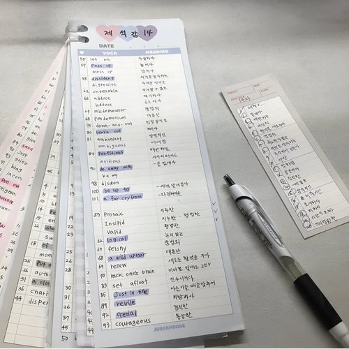 B5 half-size notepad with English word printing, available in blue, pink, or purple cover colours