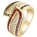 Women's peridot-inspired fashion ring in gold-coloured alloy on hand