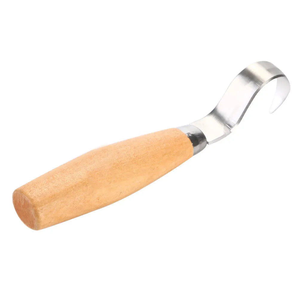 FastCraft curve carving knife with wooden handle showing 100mm length for woodworking