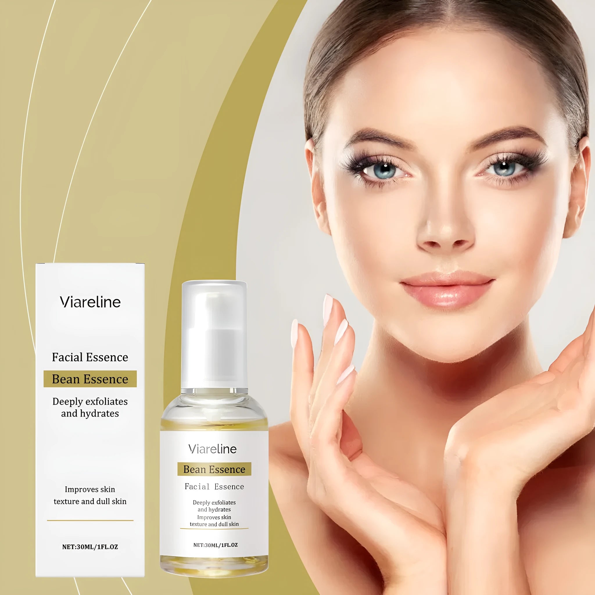 30ml bottle of daily facial moisturiser essence liquid with hyaluronic acid and vitamin C