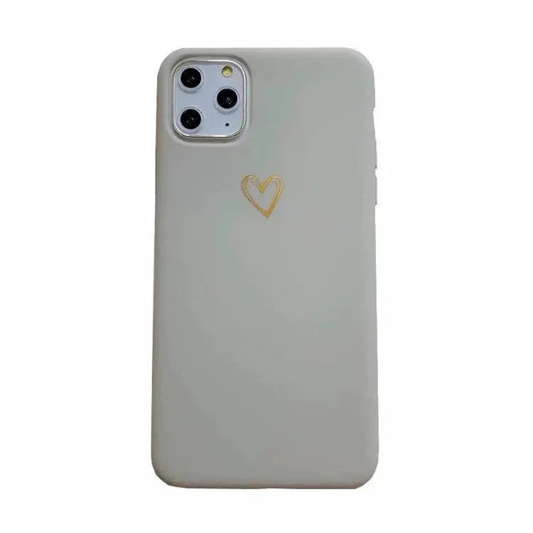 Simple hand-painted love design matte TPU iPhone case in cold wind colour with lanyard holes