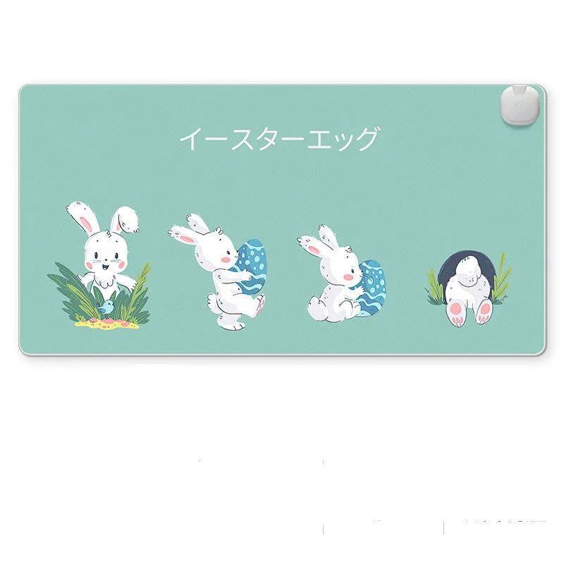 Intelligent electric heated mat on desktop with touch switch and three-colour indicator lights
