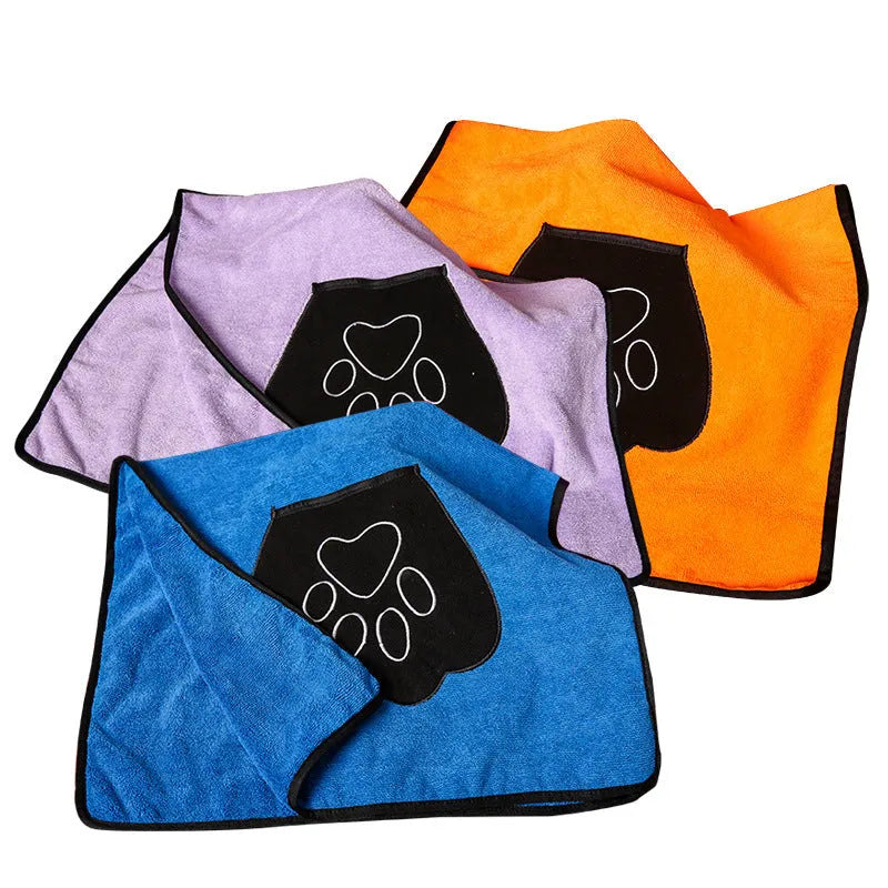 Blue cotton pet absorbent towel 86x49cm laid flat on a surface for drying pets