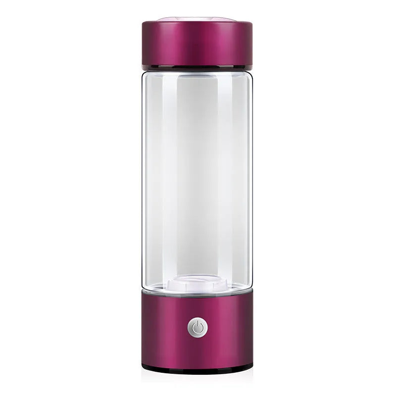 Electric hydrogen water generator bottle in silver colour with borosilicate glass construction and 500ml capacity