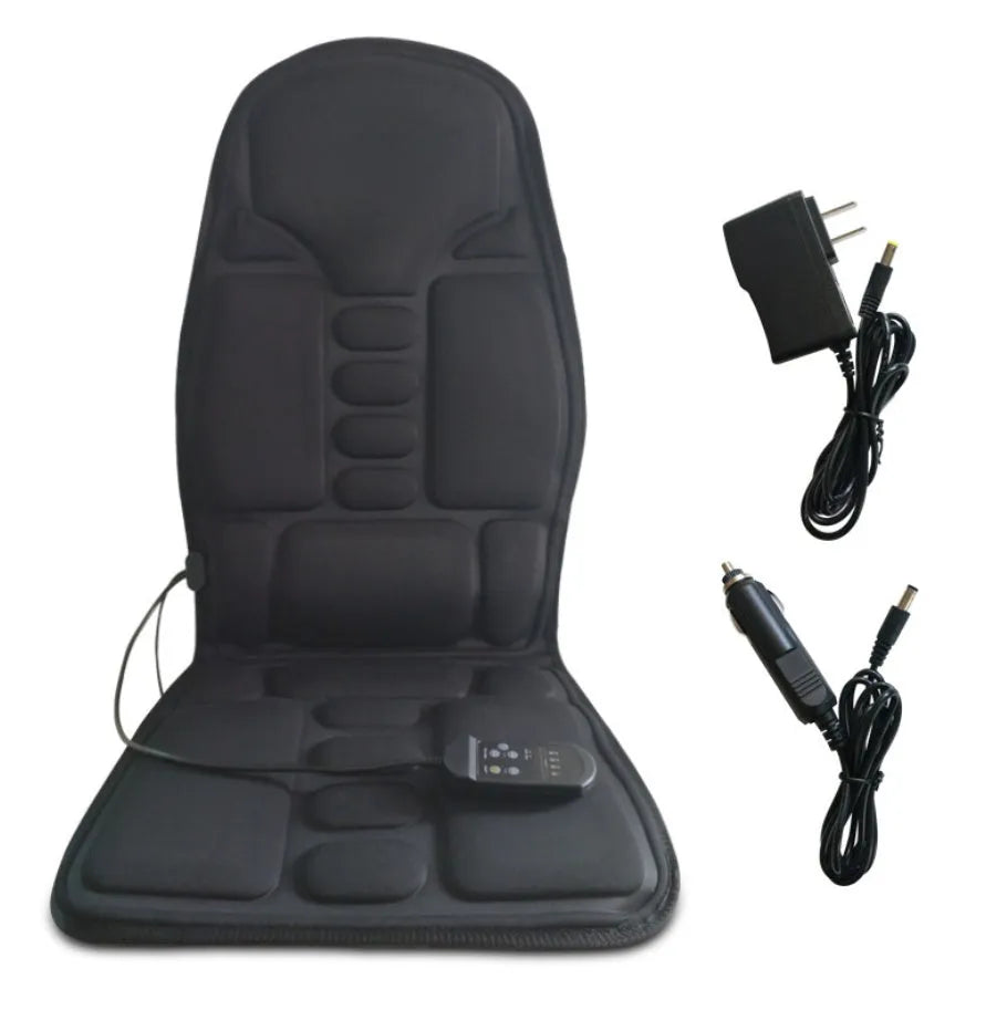 Multi-function folding massage pad for car and home with heat, 8 modes, and hand controller