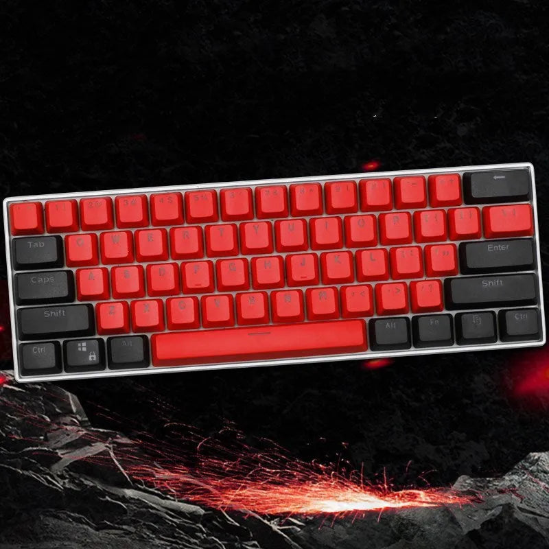 PBT transparent keycap set with OEM height profile and two-shot injection light-transmitting characters for 60% mechanical keyboards
