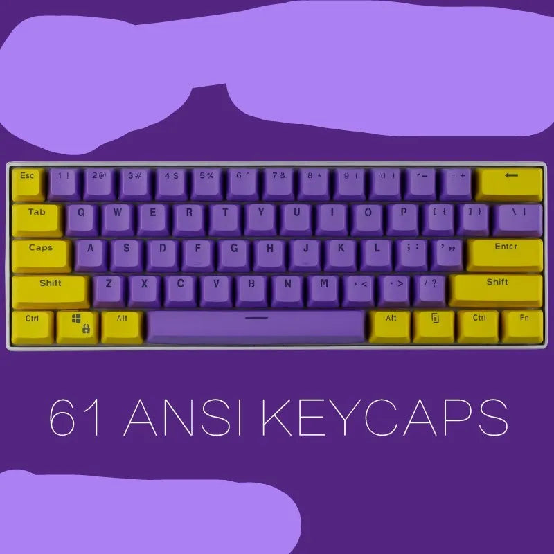 PBT transparent keycap set with OEM height profile and two-shot injection light-transmitting characters for 60% mechanical keyboards