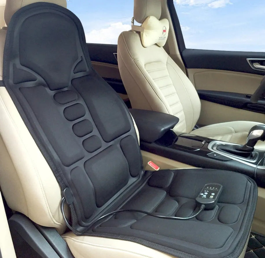 Multi-function folding massage pad for car and home with heat, 8 modes, and hand controller