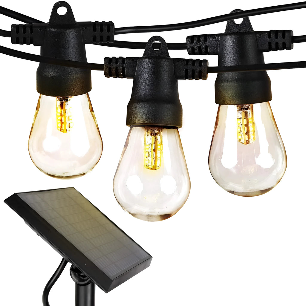 Waterproof solar LED string lights with PVC shell for outdoor garden and patio use