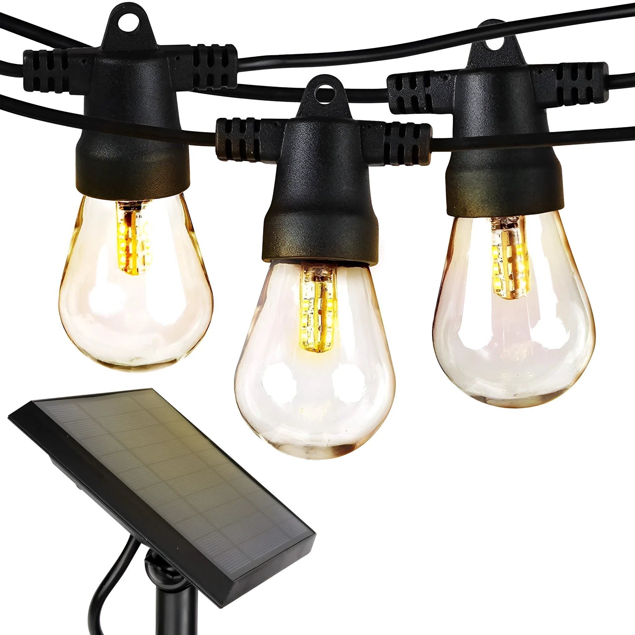 Waterproof solar LED string lights with PVC shell for outdoor garden and patio use