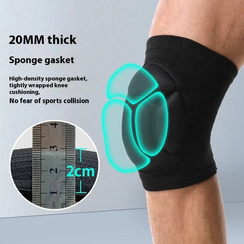 Black and blue thick sponge dance knee pads for volleyball and outdoor sports