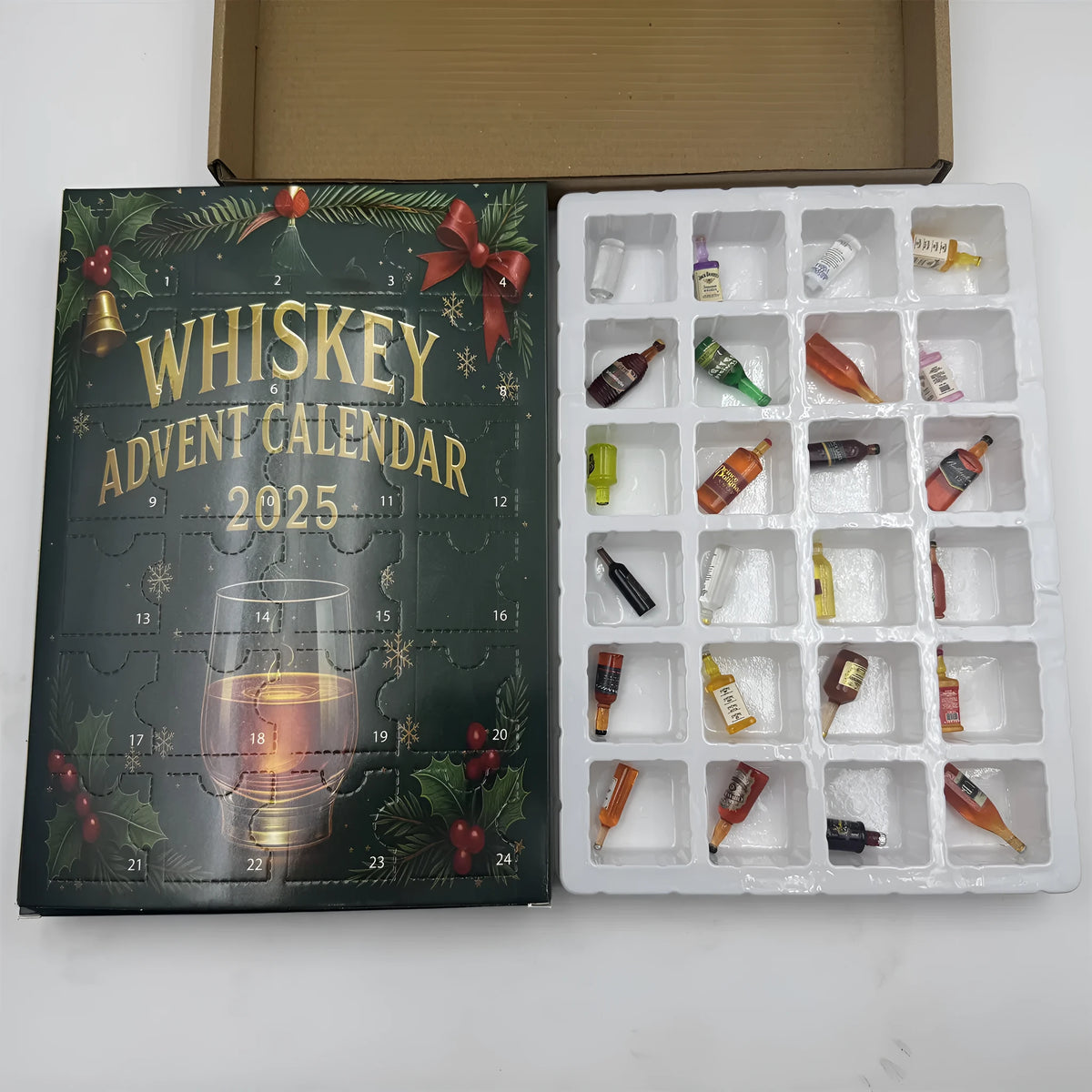 Acrylic arrival calendar blind box Christmas gift with clear compartments and festive design