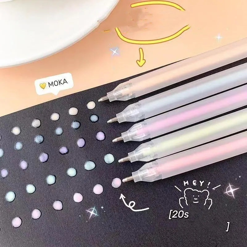 Macaroon colour dispensing pen with cap-pulling mechanism in assorted colours