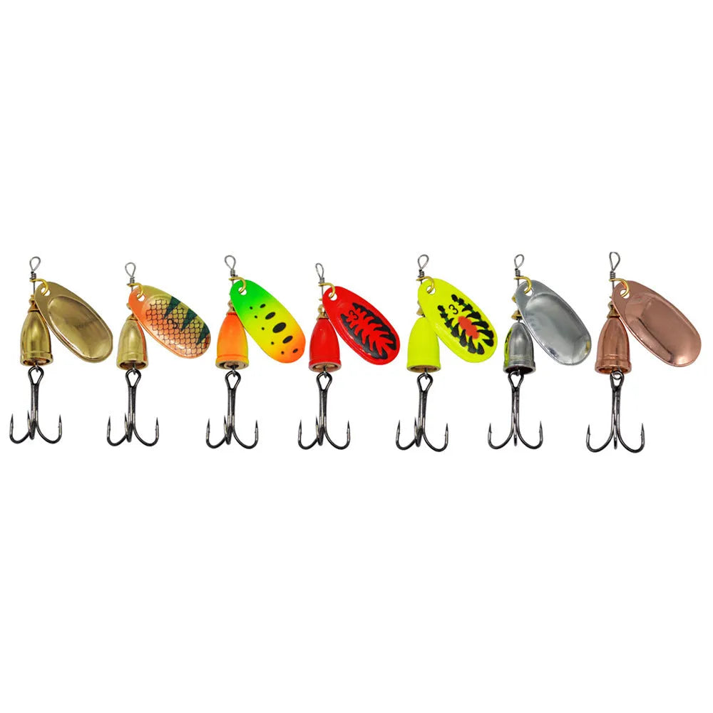 R composite rotating sequins copper bell metal fishing lure in multiple colour options