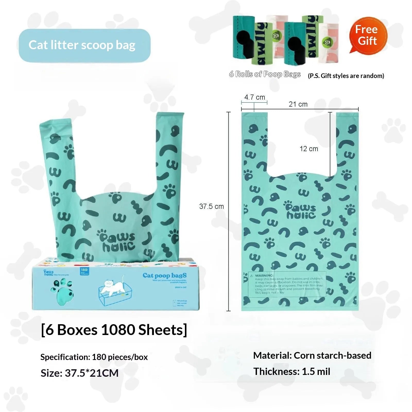 Blue deodorising cat litter bags for poop disposal with shovel compatibility, simple home style