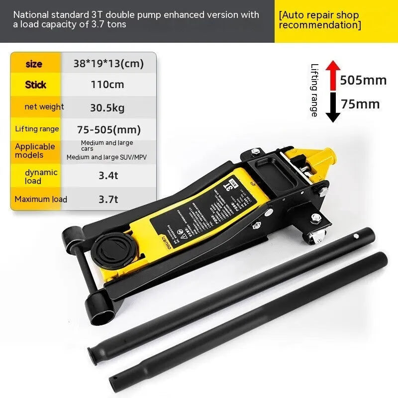 Hydraulic car jack for low-profile vehicles with anti-freeze performance
